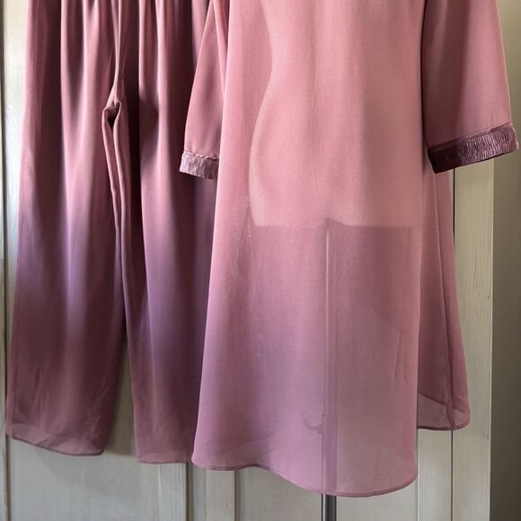 Maya Brooke Chiffon Sheer Pant Duster Set Women 8 Mauve Wedding Party Evening - Picture 9 of 16